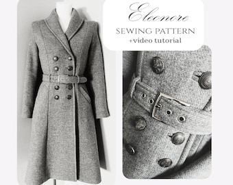 PDF Coat Pattern Woman Winter Coat Sewing Pattern Wool Coat Fit And Flare Dress Coat Princess Coat Sewing Pattern Vintage Coat Trench Coat