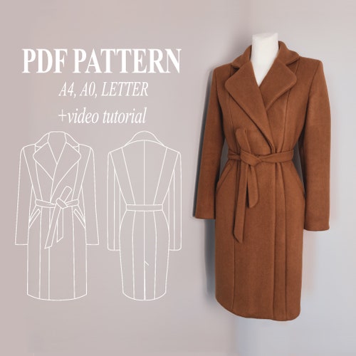 Woman Coat Pattern Trench Coat PDF Sewing Pattern / Sewing - Etsy