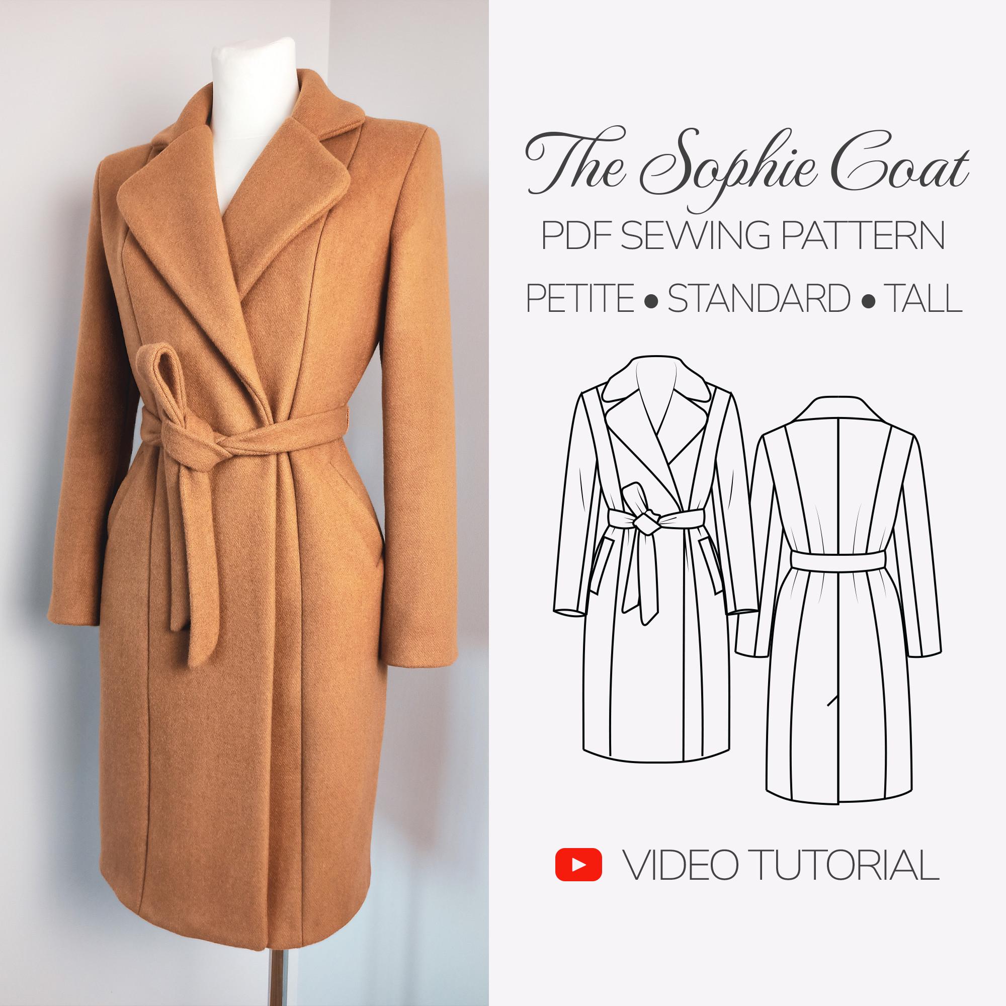 フィットラップコートの型紙 | ラペルカラーのエレガントなベルト付き