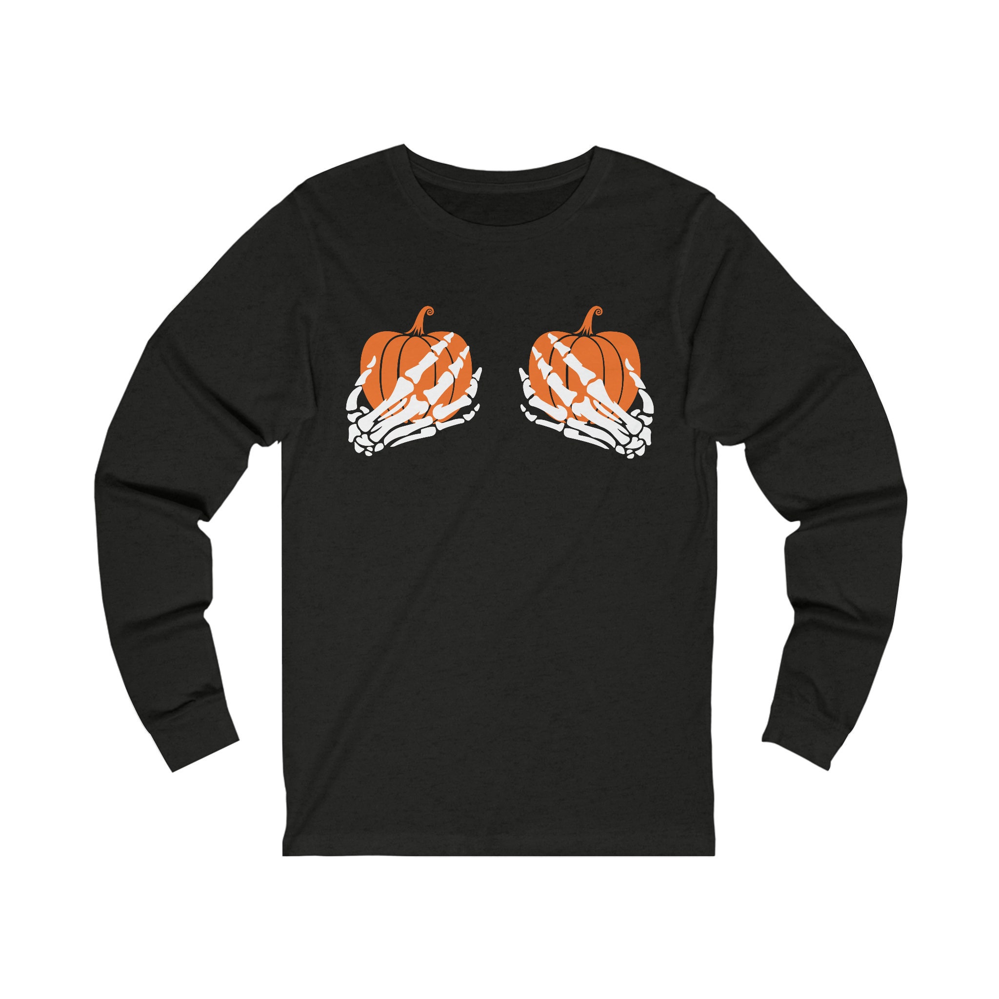 Discover Pumpkin Skeleton Hands Halloween Fall Women's Unisex Jersey Long Sleeve Tee