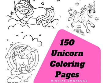 Unicorns 150 Coloring Pages Adult/Child Coloring pdf