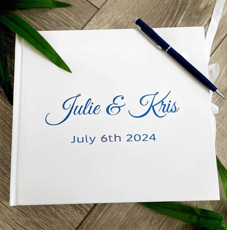 Wedding Guest Book WHITE & PEN Personalised Wedding Guest Etsy UK