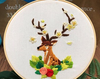 Deer DIY Embroidery Kit for Beginner Adults