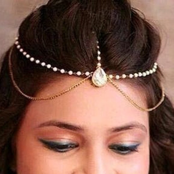Joyería de cabello antigua/Mang Tikka /Diseño clásico/joyería india/boda Tikka/joyería india, joyería india/kundan mangtika