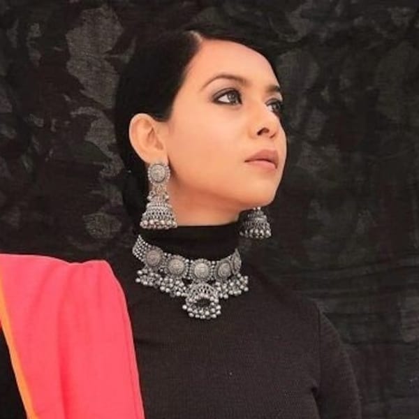 Beautiful handmade necklace/oxidized design necklace/silver necklace/afgani jewellery/jewellery set
