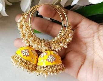 meenakari hoops jhumka/fashionable Jhumka earrings/indian jhumka/ Jhumka/Multi Colour jhumka/jhumka earrings/women jhumka/women earrings