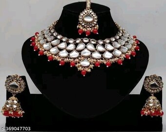 Wedding Cermony beautiful heavy choker necklace/big Wedding necklace/necklace earrings maantikka set/jewellery set/women jewellery