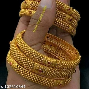 South indian new arrival gold plated bangles/gold plated bangles/bride jewellery/gift for her/new arrival 6 bangle set/gold bracelet