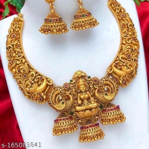 South indian temple heavy necklace/gold plated necklace/temple jewellery/south wedding jewellery/gift for south women/durga poojan jewellery