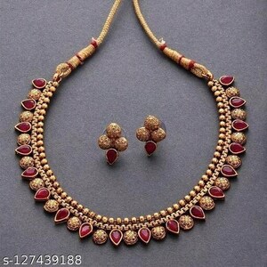 South designer necklace/Gold Plated necklace/afgani jewellery/jewellery set/necklace with earrings/South indian necklace/sarre wear necklace