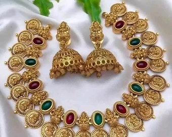 Gold plated necklace/new arrival jewellery set/temple jewelry/ethnic gold plated indian weding jewellery/partywear necklace set