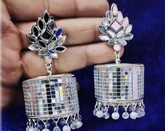 Mirror jhumkas/beautiful heavy earring Jhumkas/Ethnic Jhumka/jewellery for women & girls/pakistani jhumka earrings,
