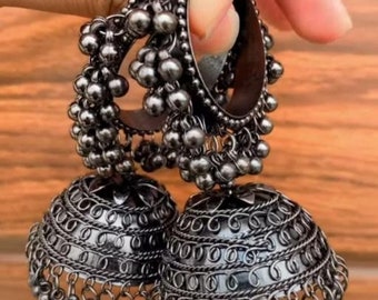 Beautiful black bollywood earrings for women/fashion jhumka earrings/new jewellery/black earrings/new jhumka/new earrings/fashion jewellery