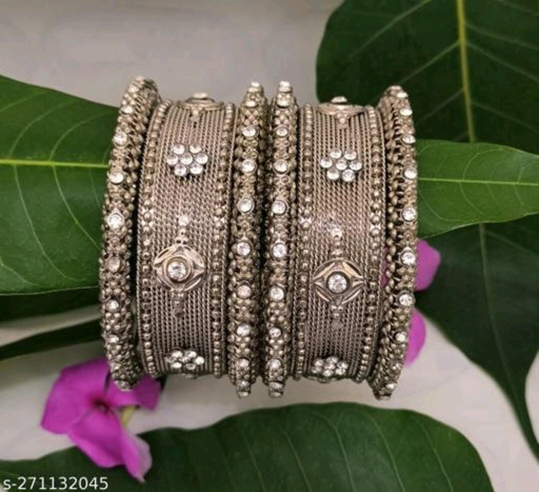 Bollywood Silver Rajasthani Bangles/oxidized Hand Jewelry/antique
