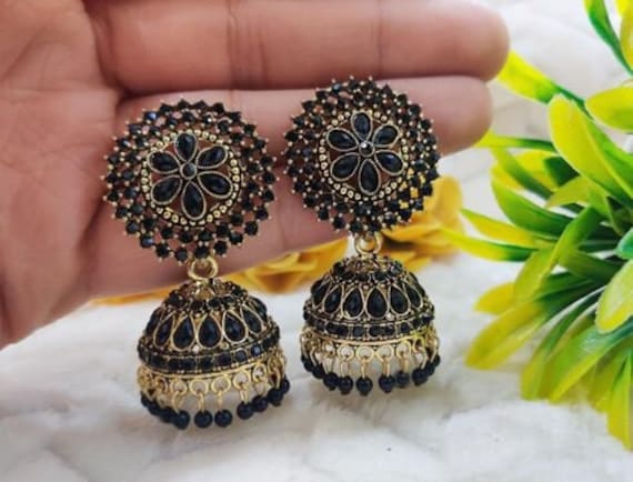 Buy Awesome Kundan Big Jhumka Style Earrings Jewelry Set, Pearls  Guttapusalu Style Earrings Set, South Indian Earrings, Punjabi Earrings.  Online in India - Etsy