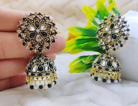 Orange Color Hand Painted Meenakari Jhumka Earrings (MKE1491ORG)