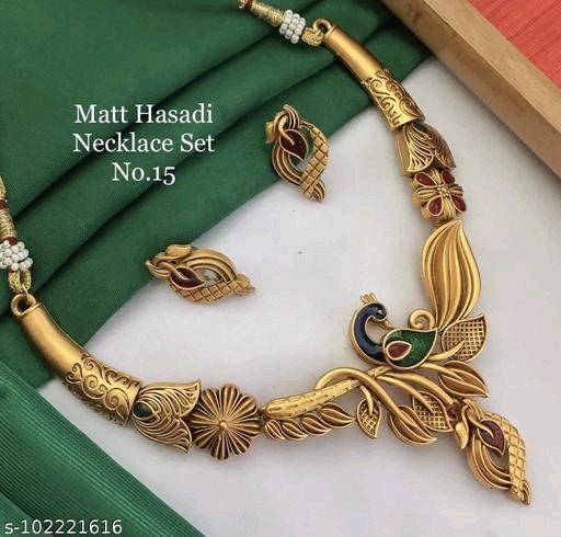 Gold necklace on sale peacock design