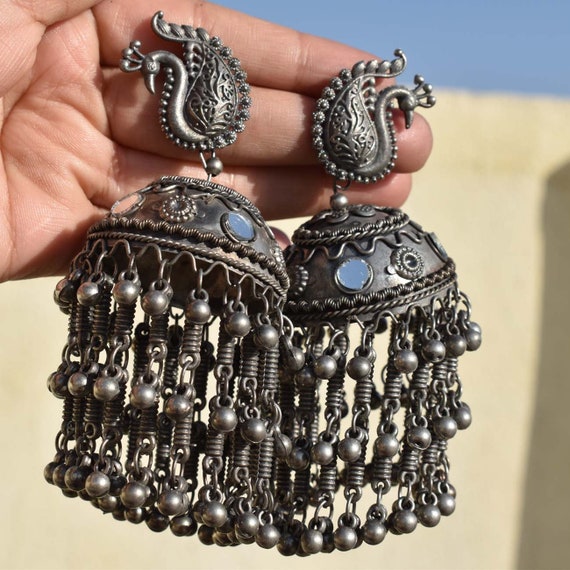 Beautiful black earrings women jhumka chandbali black light weight earrings ethnic wear new jewellery new jhumka new arrival indian earrings
