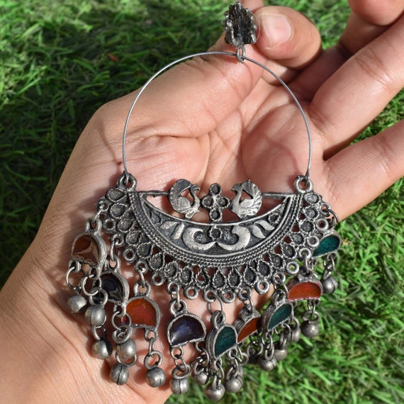 Heavy Jhumkas Earring meenakari oxidized Jhumkas Ethnic Jhumka jewellery for women girls pakistani jhumka earrings chandbali jhumka