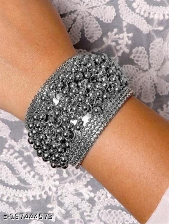 Silver Engraved Oxidized Bracelet In Sterling Silver Design by Sangeeta  Boochra at Pernia's Pop Up Shop 2024