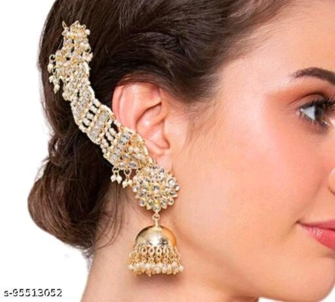 Bahubali Jhumka Earrings, Traditional Chain Linked Bahubali Temple Earrings for Women and Girls