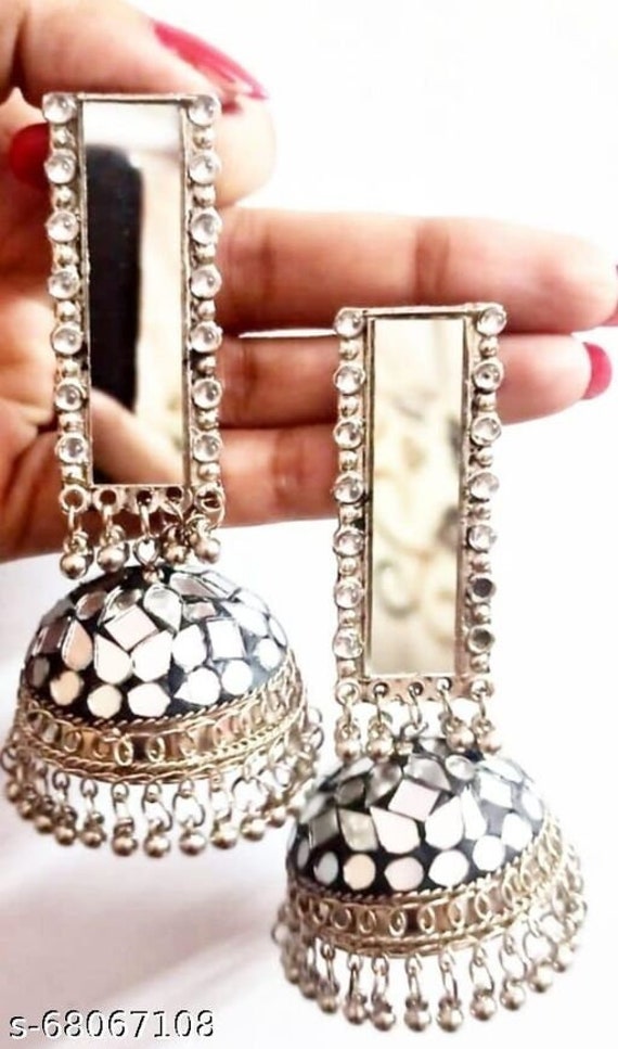 Glass jhumkas cheap