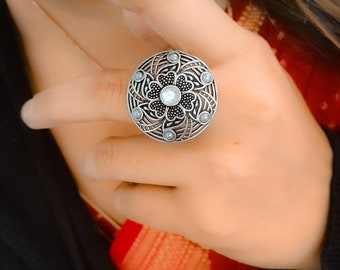 Anillos oxidados de Bollywood/anillo ajustable oxidado para mujeres/joyería india/joyería de declaración/hermoso anillo oxidado/anillos
