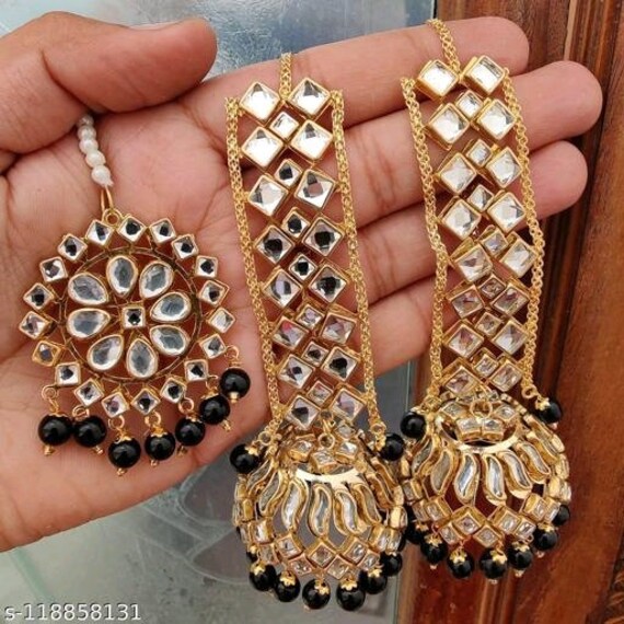 Kundan earrings with stones – www.soosi.co.in