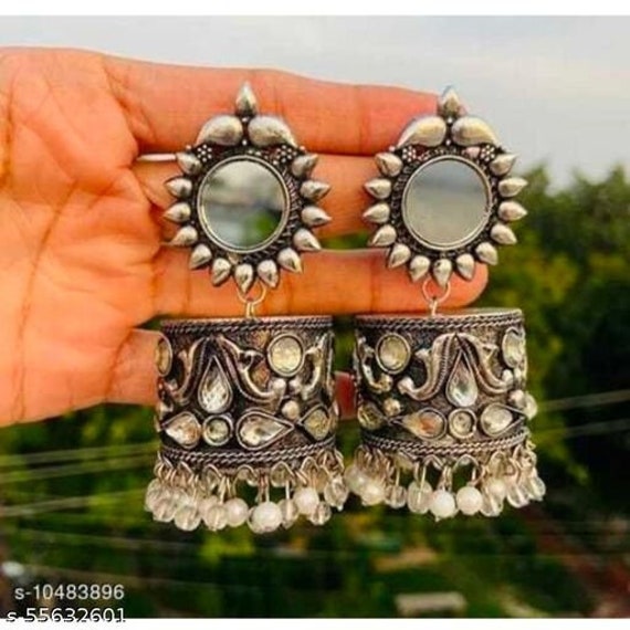 Buy Traditional Ethnic Pearl Long Layered RED Oxidised jumka Jhumki earrings  for Girls Online at Best Prices in India - JioMart.