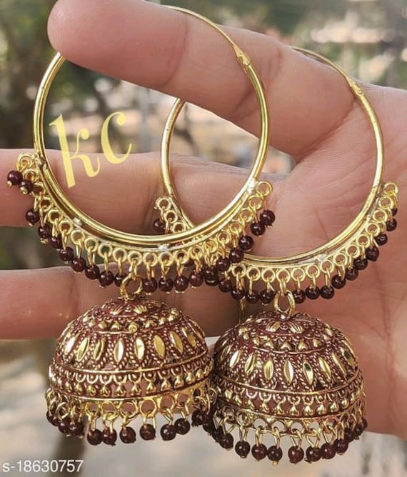 22k Gold Jhumka Earrings For Women ER-2725 - Rupashree Jewellers (RB)