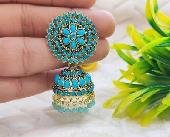 Meenakari jhumka earrings online outlet