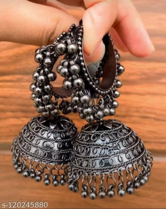 Black sale jhumka earrings