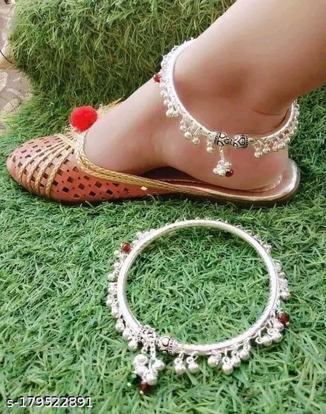 Silver Indian Payal Kada/anklet/payal/stone and Kundan Stone Payal/wedding Payal/bollywood