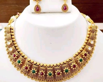 Bollywood ketting/bollywood geïnspireerde sieraden/Zuidelijke bruiloft ketting/jhumka met oorbellen/sieradenset/Indiase bruidsset