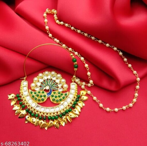 Meenakari Kundan Nose Pin/indian Nose Ring/kundan Nath/indian Etsy