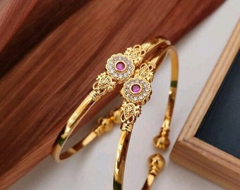 Gold plated bangles/rajgharana bangles/indian traditional polki bangles/women new arrival jewellery/bridal bangles set/fashion bangles