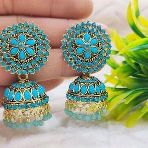 Blue jhumkas online sale