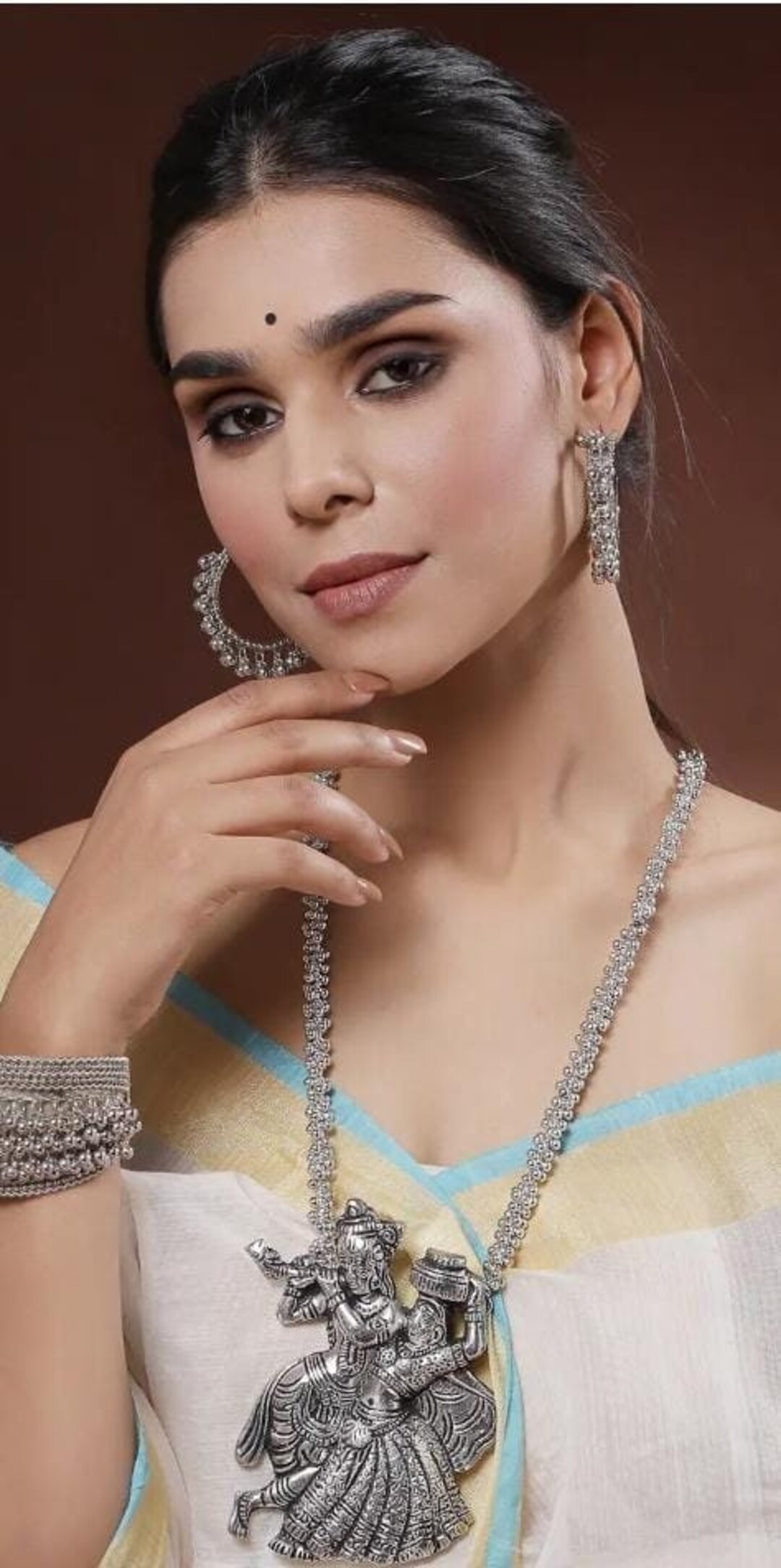 Beautiful Necklace/indian Oxidized Long Set/antique Oxidized Necklace