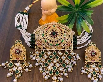 Jaipur rajwadi necklace/rajgharana famous jewellery/Golden necklace/temple necklace/temple jewellery/south temple jewellery/wedding jewelery