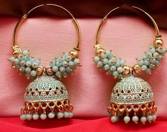 Bollywood miroir jhumka/boucles d'oreilles oxydées/grandes boucles d'oreilles jhumka/boucles d'oreilles en métal argenté oxydé/boucles d'oreilles ethniques/boucles d'oreilles partywear/fait main