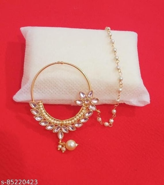 Sabyasachi Jewelry Indian Nose Ring Nath Hoops Gold Green Plated Adaa  Jewels Pakistani Designer Bridal Jewelry Handmade Personalised Kundan - Etsy