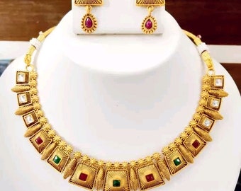 Collar pesado del templo del sur de la India/collar chapado en oro/joyas del templo/joyas de boda del sur/regalo para las mujeres del sur/joyas durga poojan