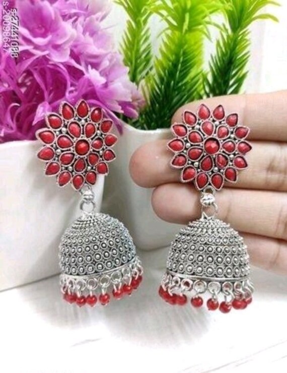 Bareli Jhumka Earrings for Diwali Cz Earrings Indian Jhumka