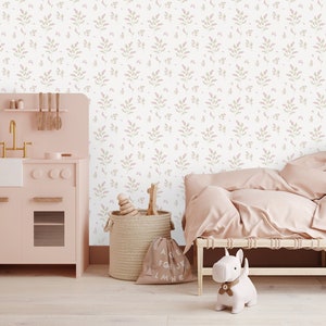 女の子の部屋用の壁紙 花柄の壁紙 ピンクと緑の花の壁紙 女の子の部屋用のピンクのロマンチックな壁紙 ベビーデコレーションガール