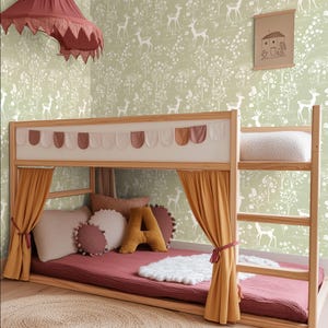 Wallpaper with Bambis and Trees in Pistachio Green and Cream White, Woodlands Wallpaper for Kids' Room, Traditional Non-Woven Wallpaper