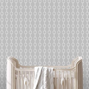 Tapete in Grau und Weiss Tapete mit Blättern Tapete Grau-Weiss Tapete Graue Tapete fürs Kinderzimmer