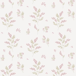 SAMPLE ONLY Wallpaper for Girls Room Wallpaper Floral Wallpaper Pink Green Wallpaper with Flowers Pink Romantic Wallpaper for Girls Room