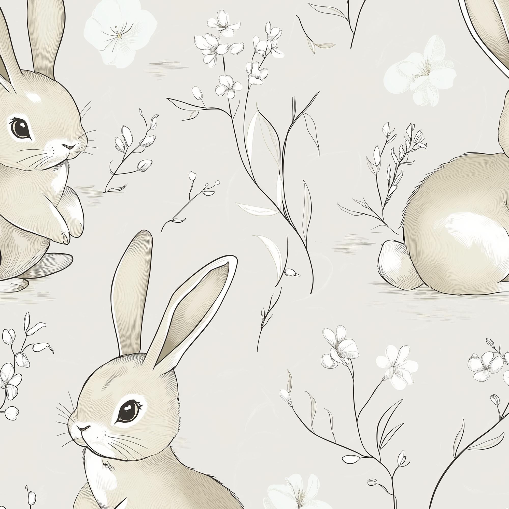 SAMPLE ONLY Wallpaper With Bunnies, Baby Nursery Wallpaper Rabbits ...