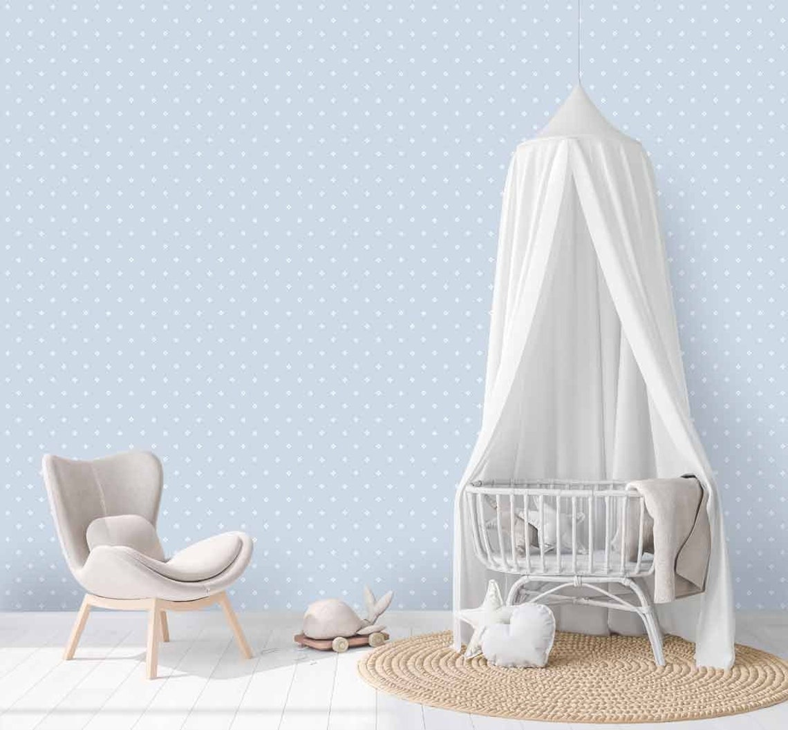 Blue Wallpaper With White Dots Wallpaper for Baby Boy Nursery Wallpaper ...