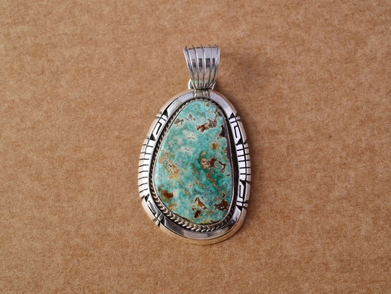 Bold Native American Royston Turquoise Pendant by… - image 6